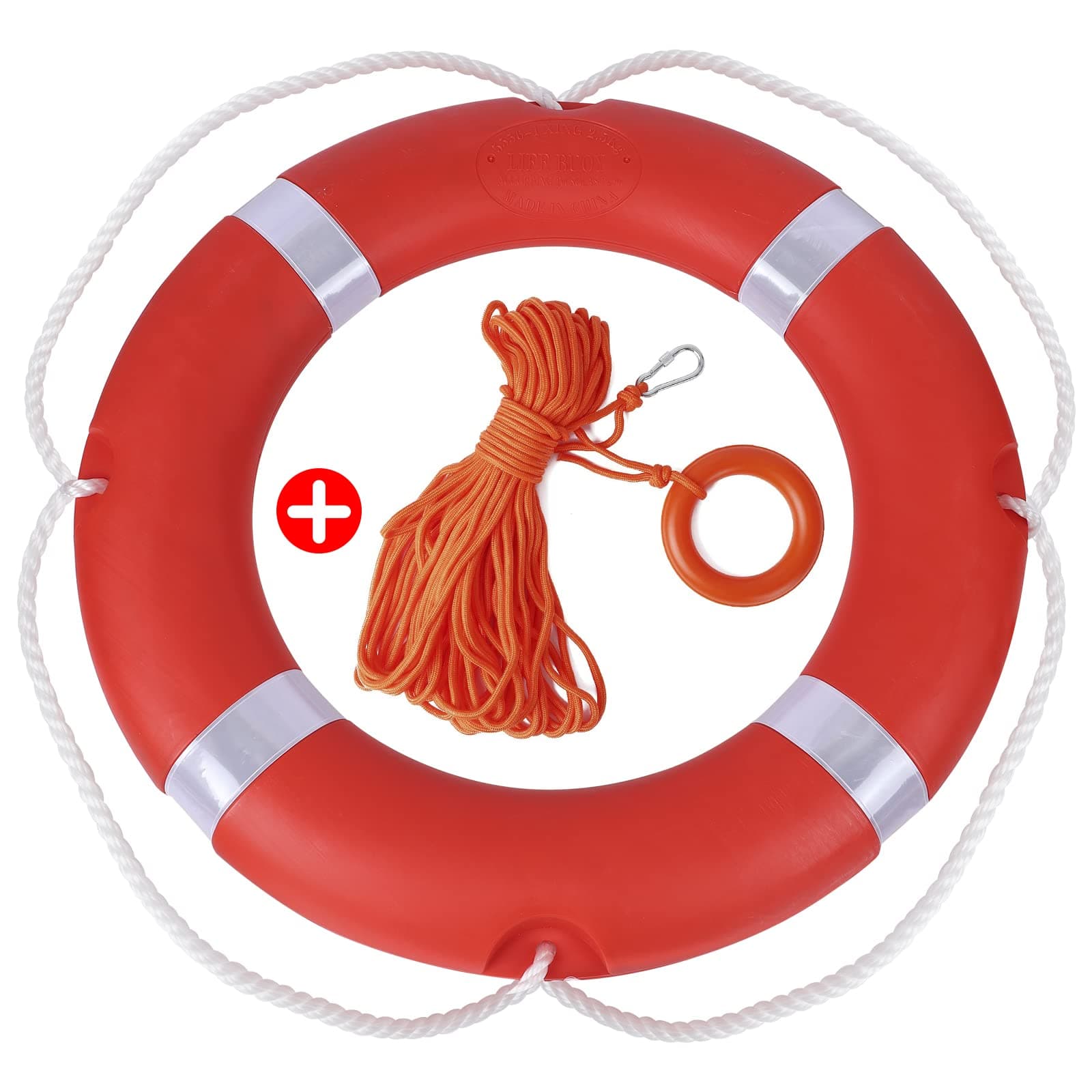 28/23 Inch Boat Safety Throw Ring Set, 98.4FT Floating Lifesaving Rope, 2.5/1.5 KG International Standard, Outdoor Professional Throwing Ring Rope Rescue Lifeguard Lifesaving