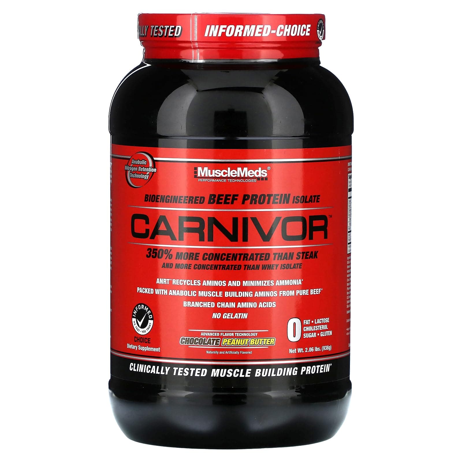 MuscleMeds Carnivor Beef Protein Isolate Powder Chocolate Peanut Butter, 28 Servings