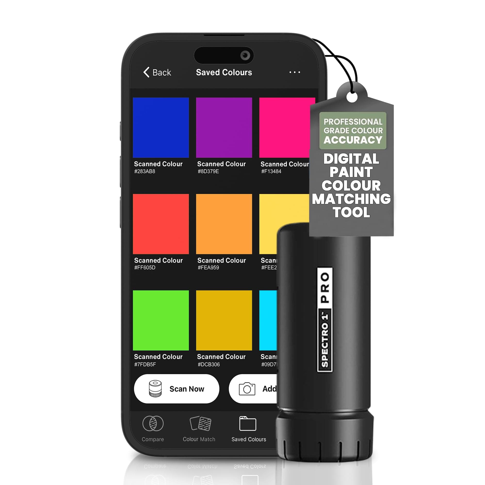 Spectro 1 Pro – Handheld Spectrophotometer & Colour Matching Tool (Not Impacted by Sheen or Gloss) Measures True Colour, Connects via Wireless & Includes RAL, Sherwin-Williams, Benjamin Moore & More