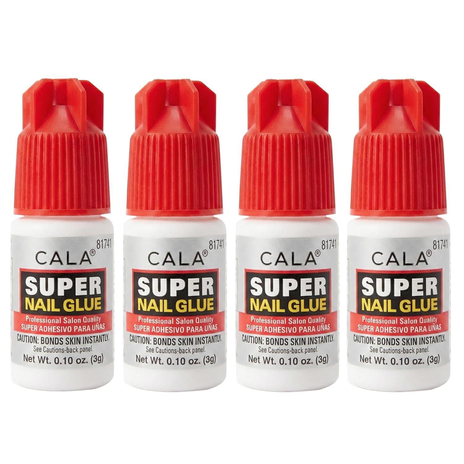 Cala Super Nail Glue Professional Salon Quality | Quick and Strong Nail Liquid Adhesive (4 Bottles)