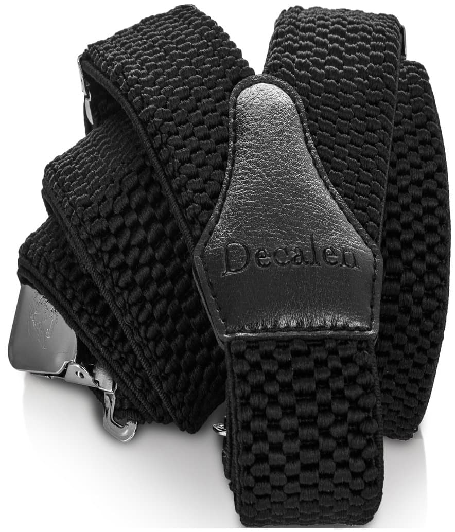 Decalen Mens Braces with Very Strong Clips Heavy Duty Suspenders One Size Fits All Wide Adjustable and Elastic Y Style