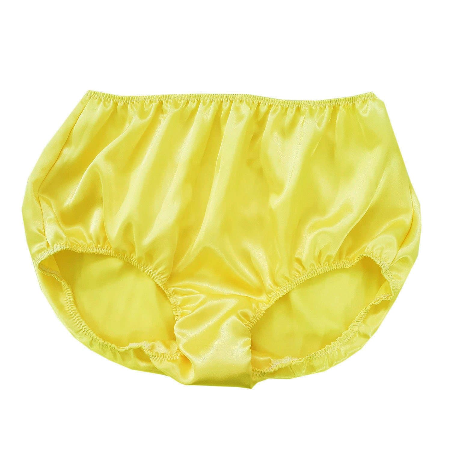 PSYW YELLOW Satin Women Knickers Underwear Panties Sissy Briefs Vintage Style
