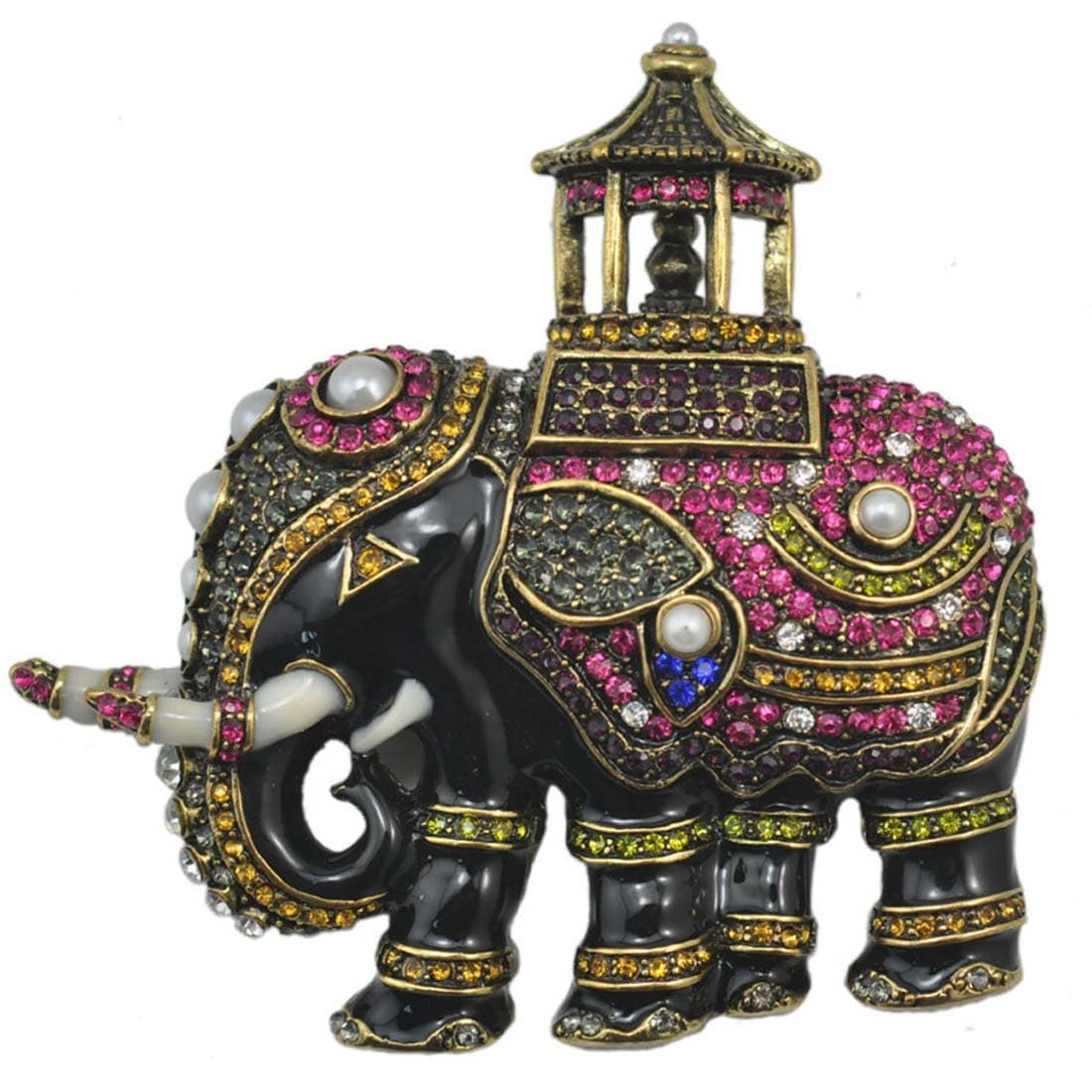 JewelleryClub Men Thiland Elephant Brooch Crystal Vintage Brooches Pin for Suit