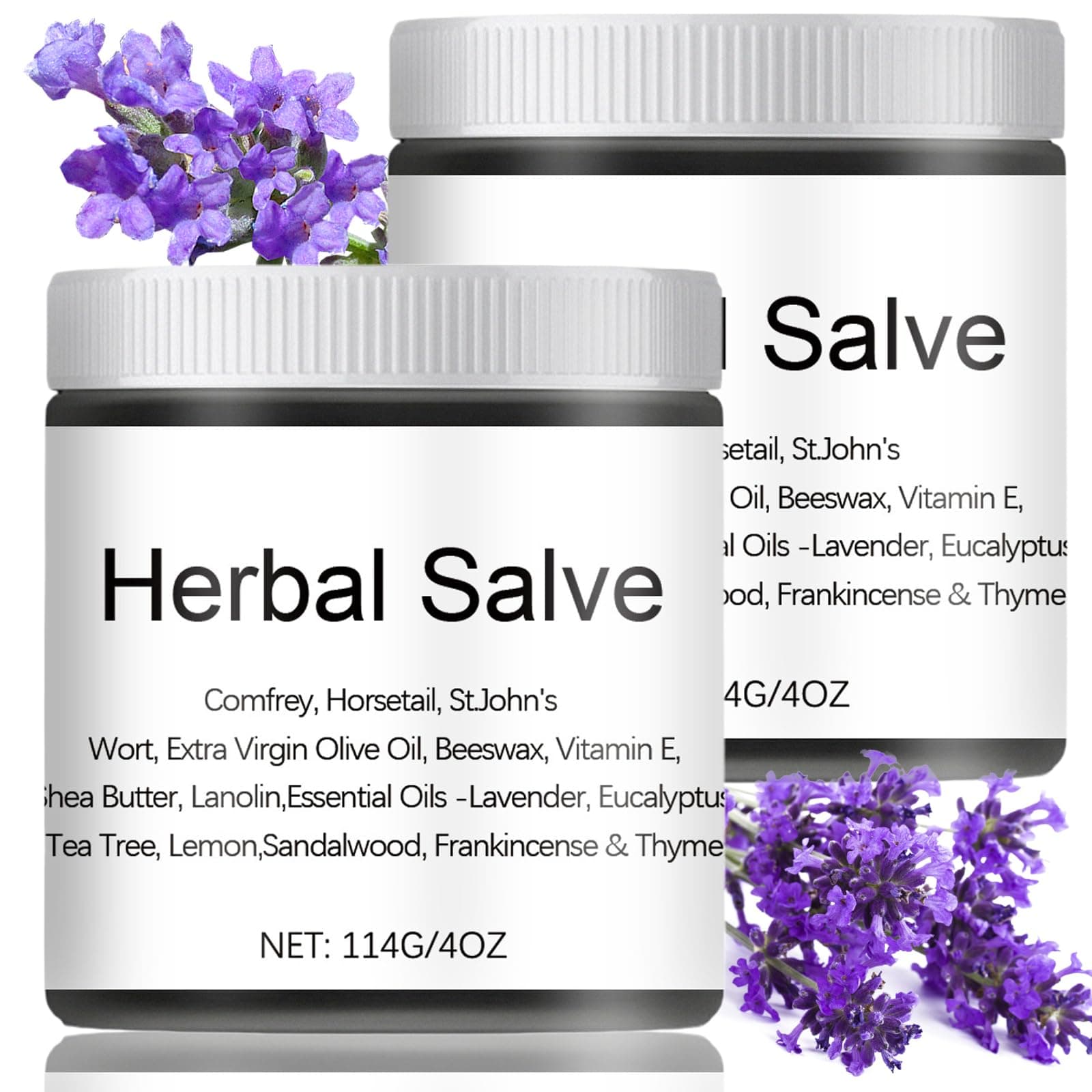 Organic Herbal Salve 4oz - Comfrey Organic Herbal Salve 2 Bottles