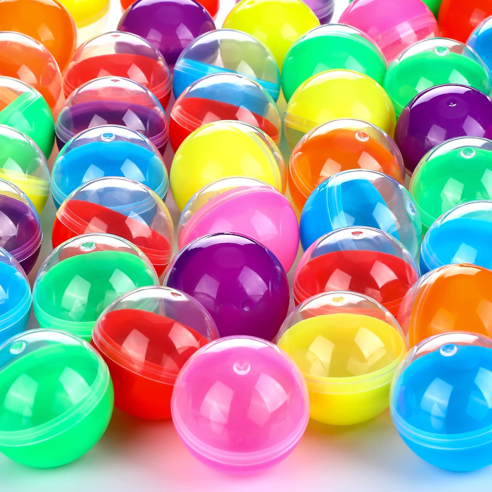 Sosation 150 Pcs 1.77 Inch Gumball Vending Machine Capsules Empty Round Capsules Plastic Containers Toy Supplies for Prizes Party Favors