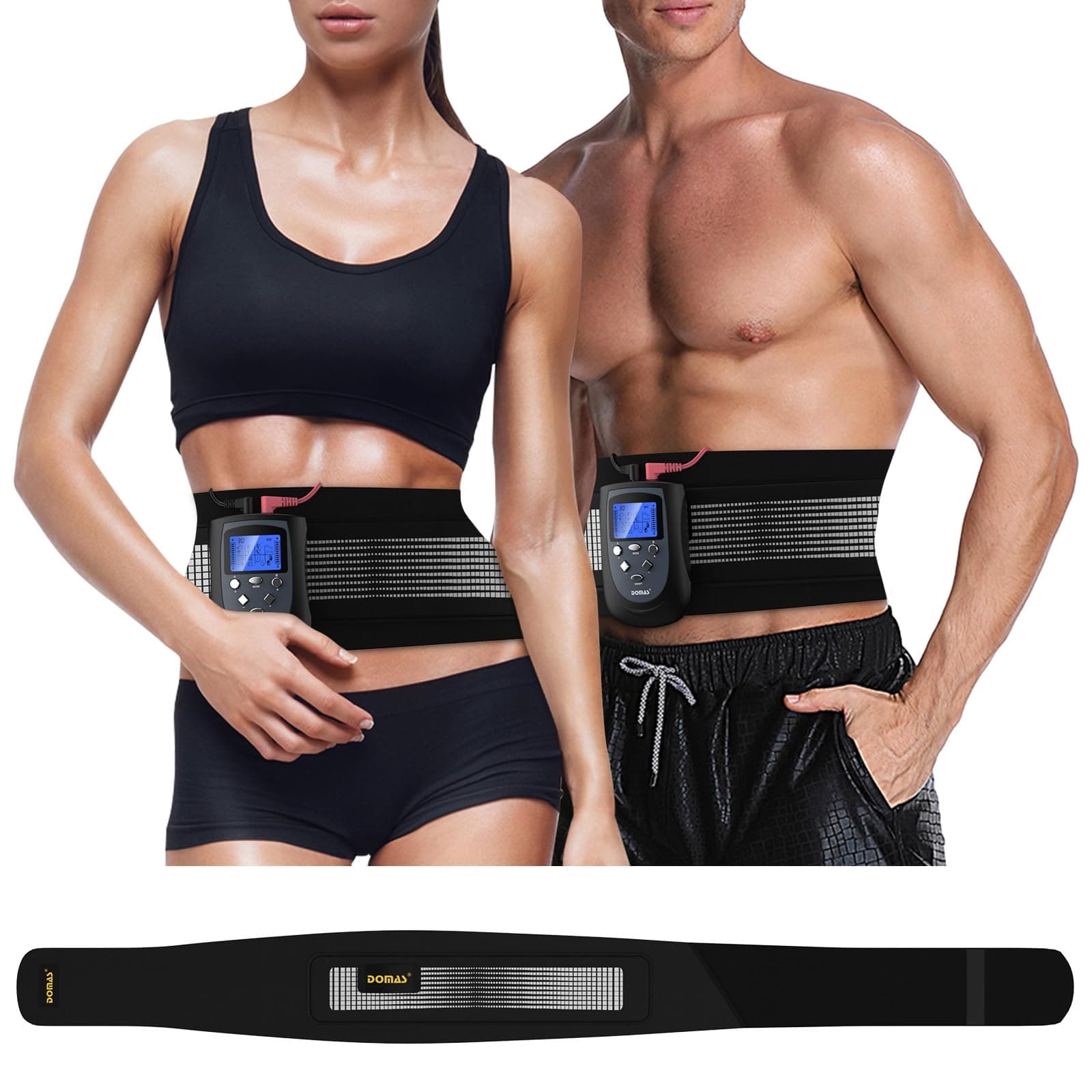 DOMAS Ab Belt EMS Abs Stimulator Muscle Toner, Electronic Abdominal Toning Belt, Portable Stomach Workout Training Device for Men and Women