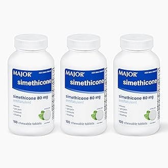 Major Simethicone 80mg Chewable Anti-Gas Generic for Mylanta Gas 3 Pack 3 X 100 ea. Total 300 Chewable Tablets
