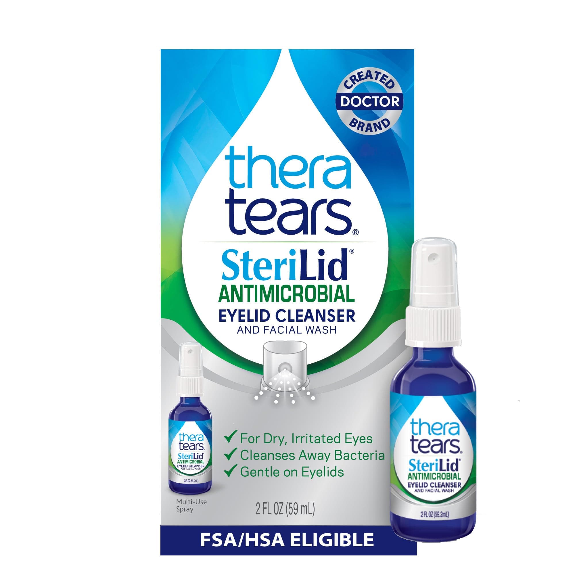 SteriLid Antimicrobial Eyelid Cleanser and Face Wash, for Eye Care, 2 Fl Oz