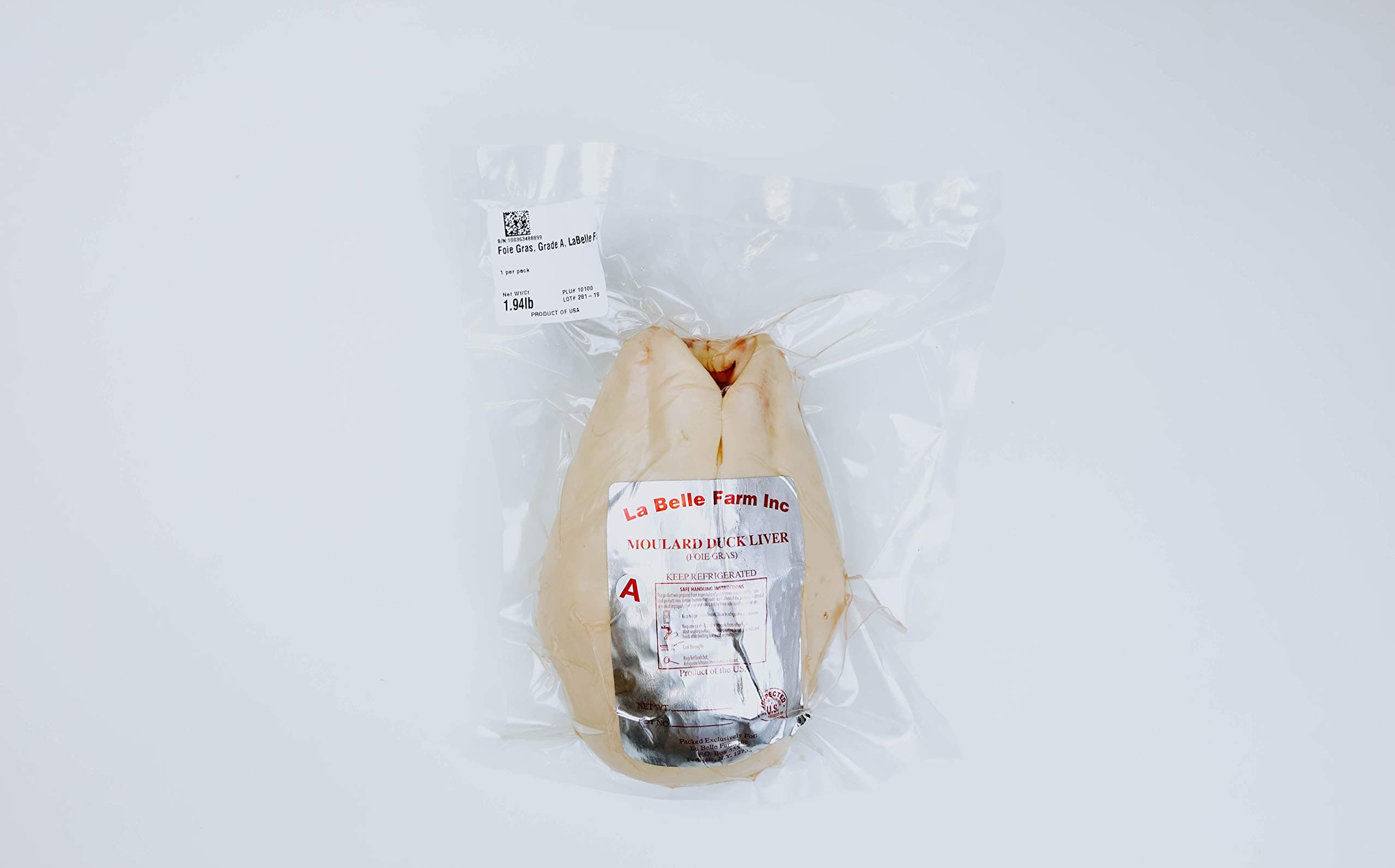 New York State Foie Gras, Fresh, Grade A, 1.2 - 1.6 lbs, 1 Foie Gras Whole Lobe