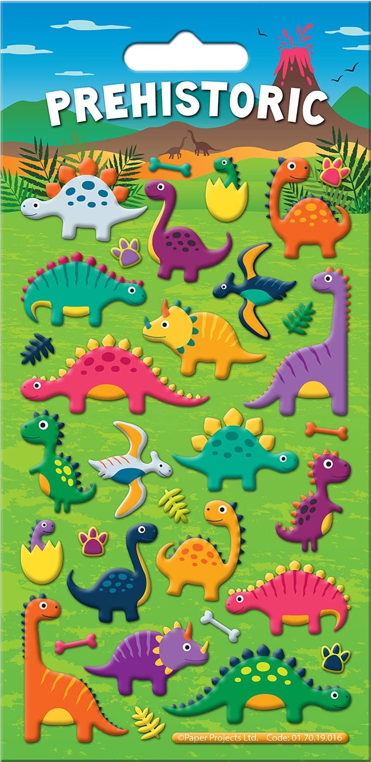 Prehistoric 3D Squishy Foam Reusable Stickers | Perfect for Craft Activities for Children and Adults | Reusable on Non-Porous Surfaces, Green