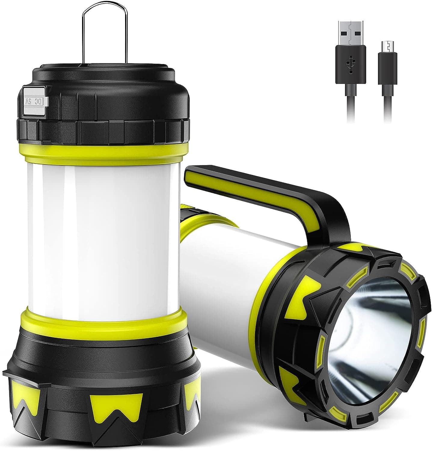 TIMAXSUN LED Handheld Flashlight, 6 Modes Rechargeable LED Camping Lantern, 1000 Lumen Super Bright Waterproof Flashlights, for Power Outages Outdoor Hiking Fishing Camping Emergencies