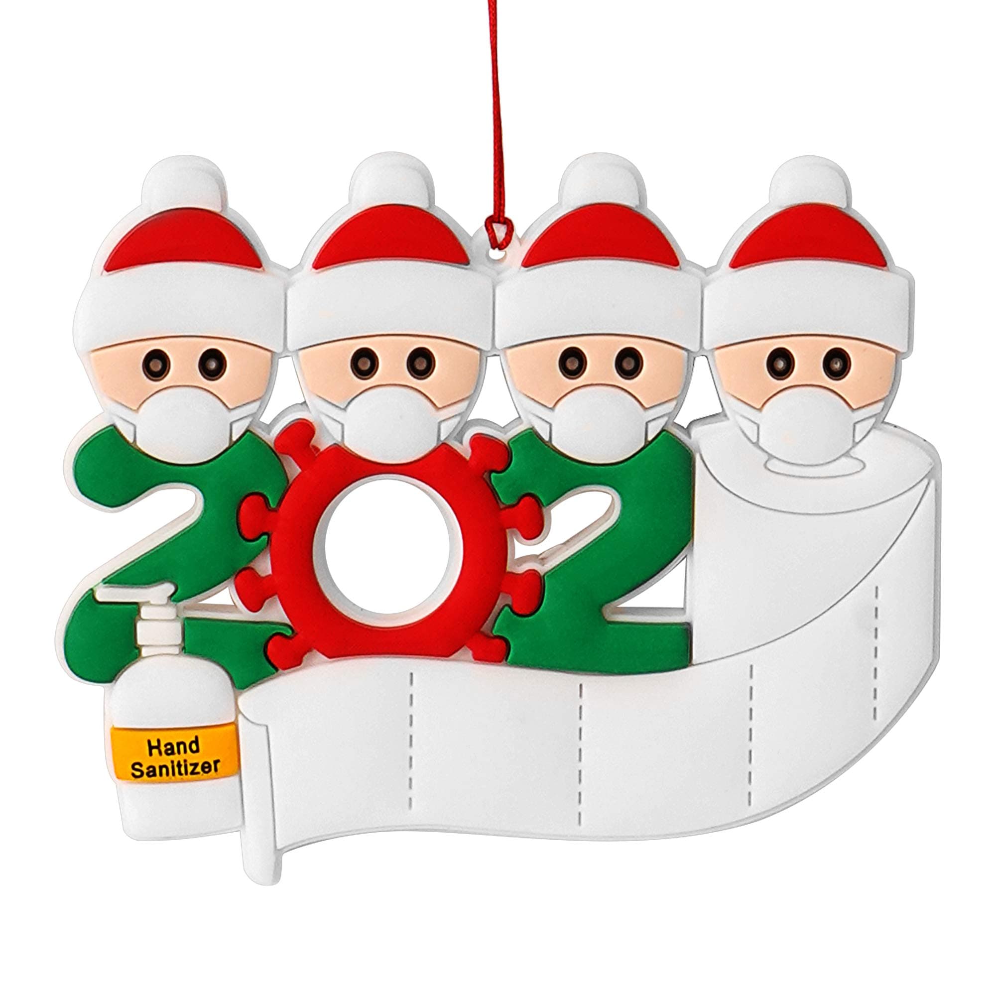 Christmas Ornament 2020, Loisuzn Personalized Name Christmas Ornament 2020 Family of 4 Decorating Kit for Survivor