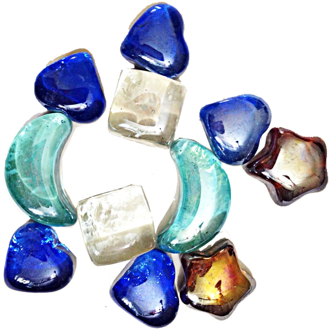 Decorative Heart Moon Stars Shaped Glass Colored Stones Gemstones