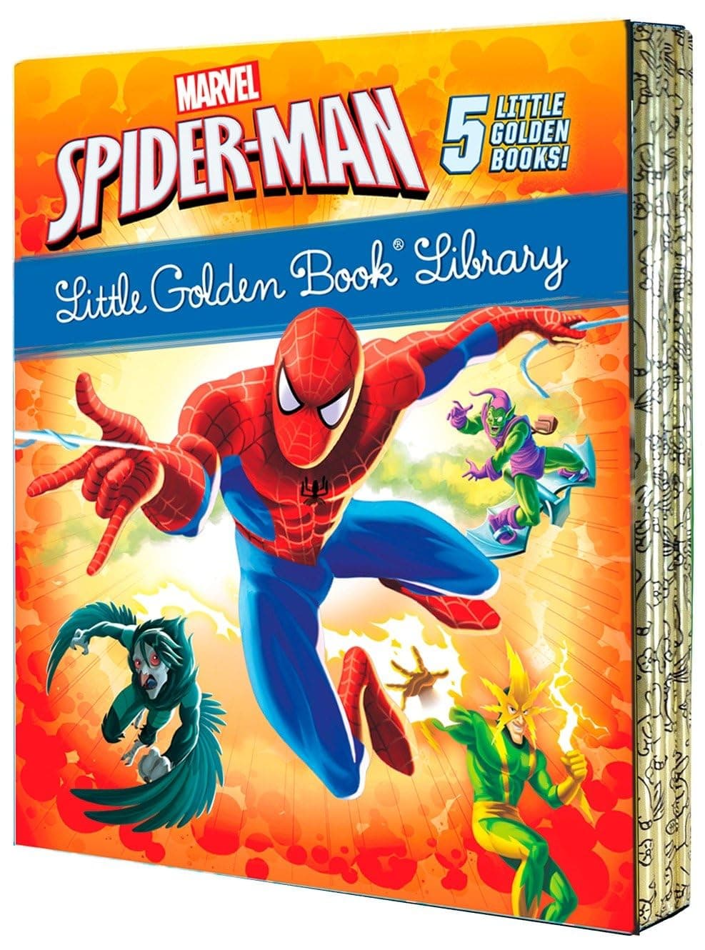 Golden Books Spider-Man Little Library (Marvel): Spider-Man!; Trapped by the Green Goblin; The Big Freeze!; High Voltage!; Night of the Vulture!