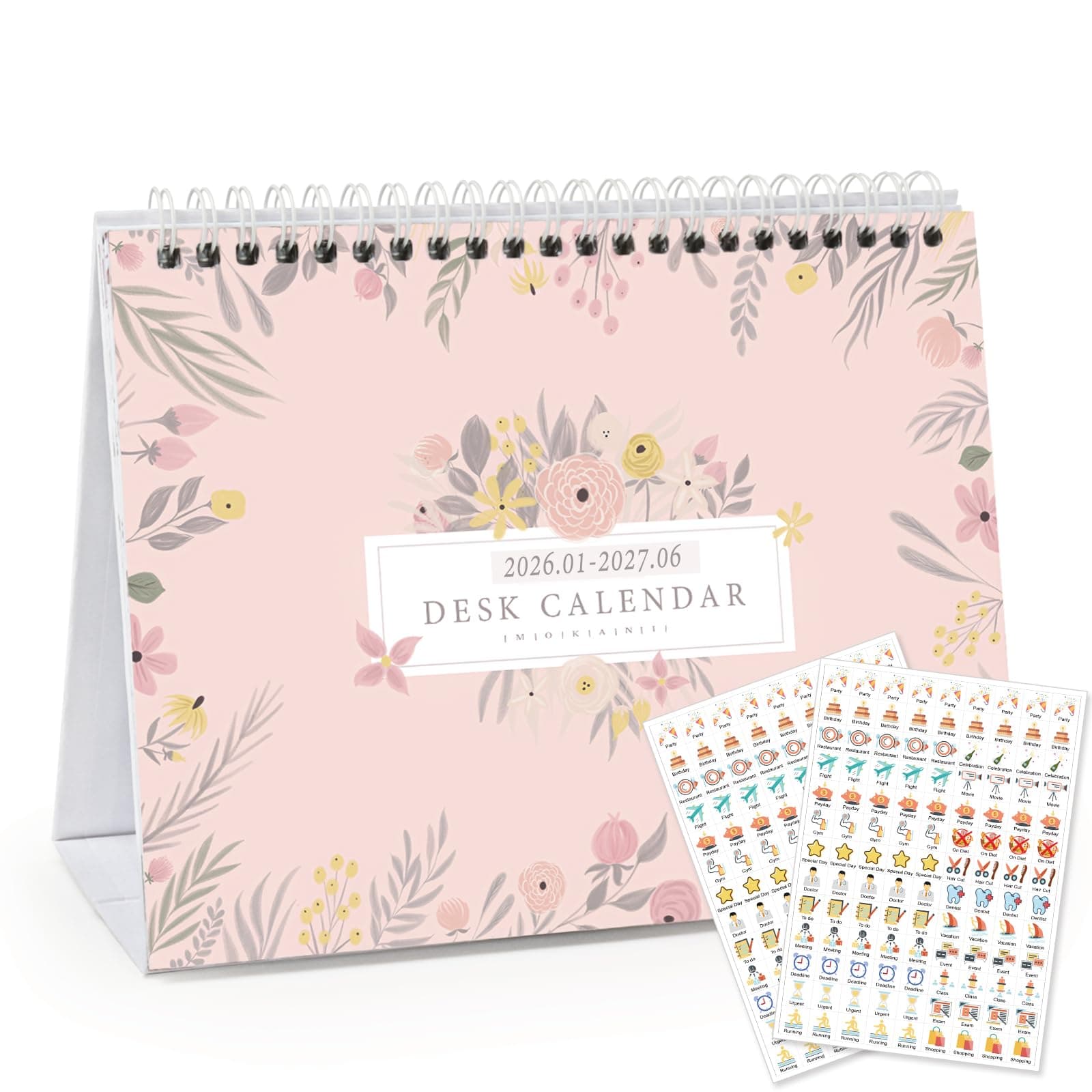 Mokani Small Desk Calendar 2022-2023 (8"x6"), Mini Monthly Desktop Calendar from July 2022 to December 2023, Academic Year Standing Desk Calendars with Planner Stickers