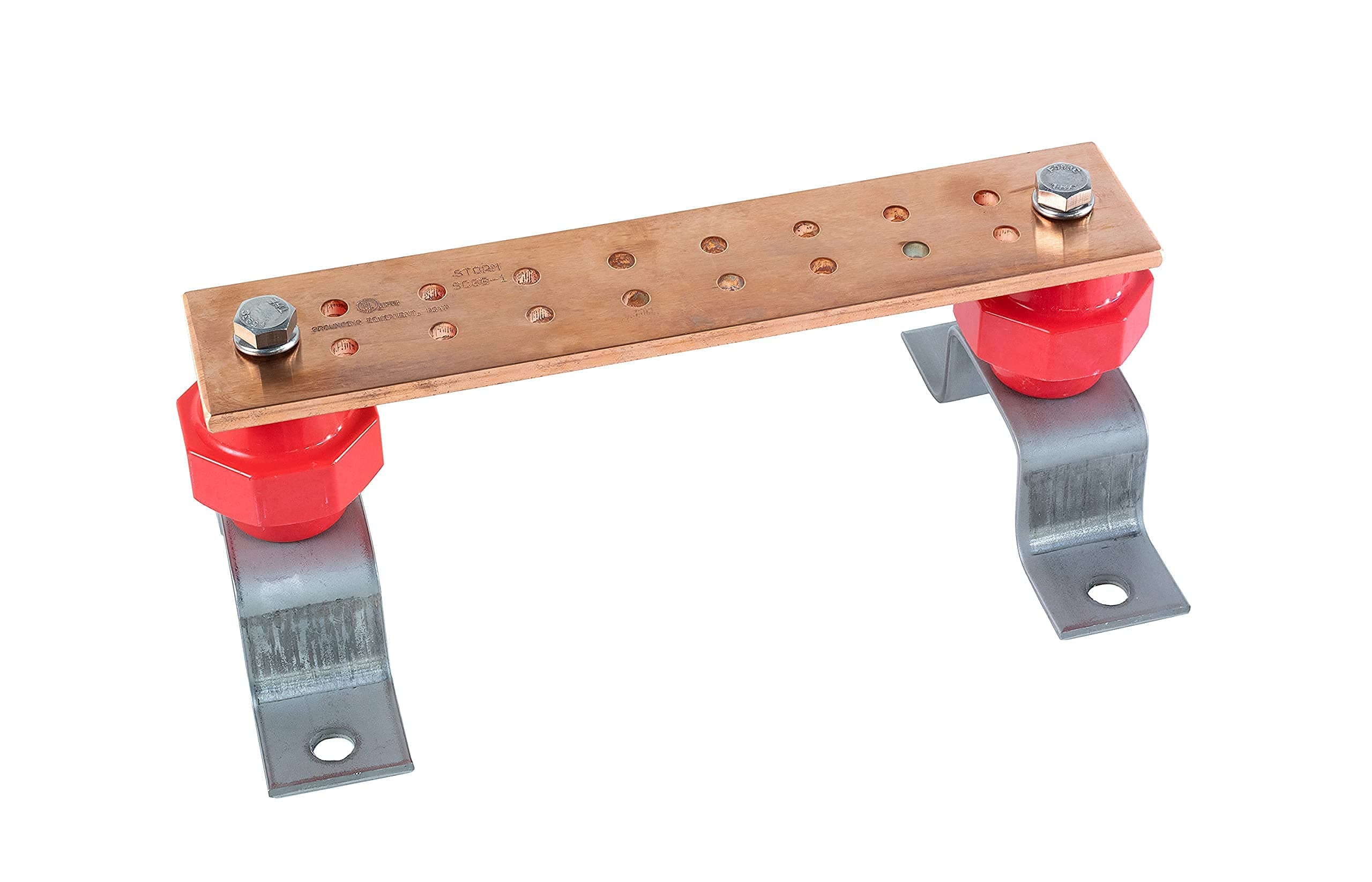 SCGB-1KT - .25" x 2" x 10" Copper Ground Bus Bar Kit - UL Listed - Wall/Surface Mount - Kit Includes Mounting Brackets, 2.5kV Insulators, Hardware