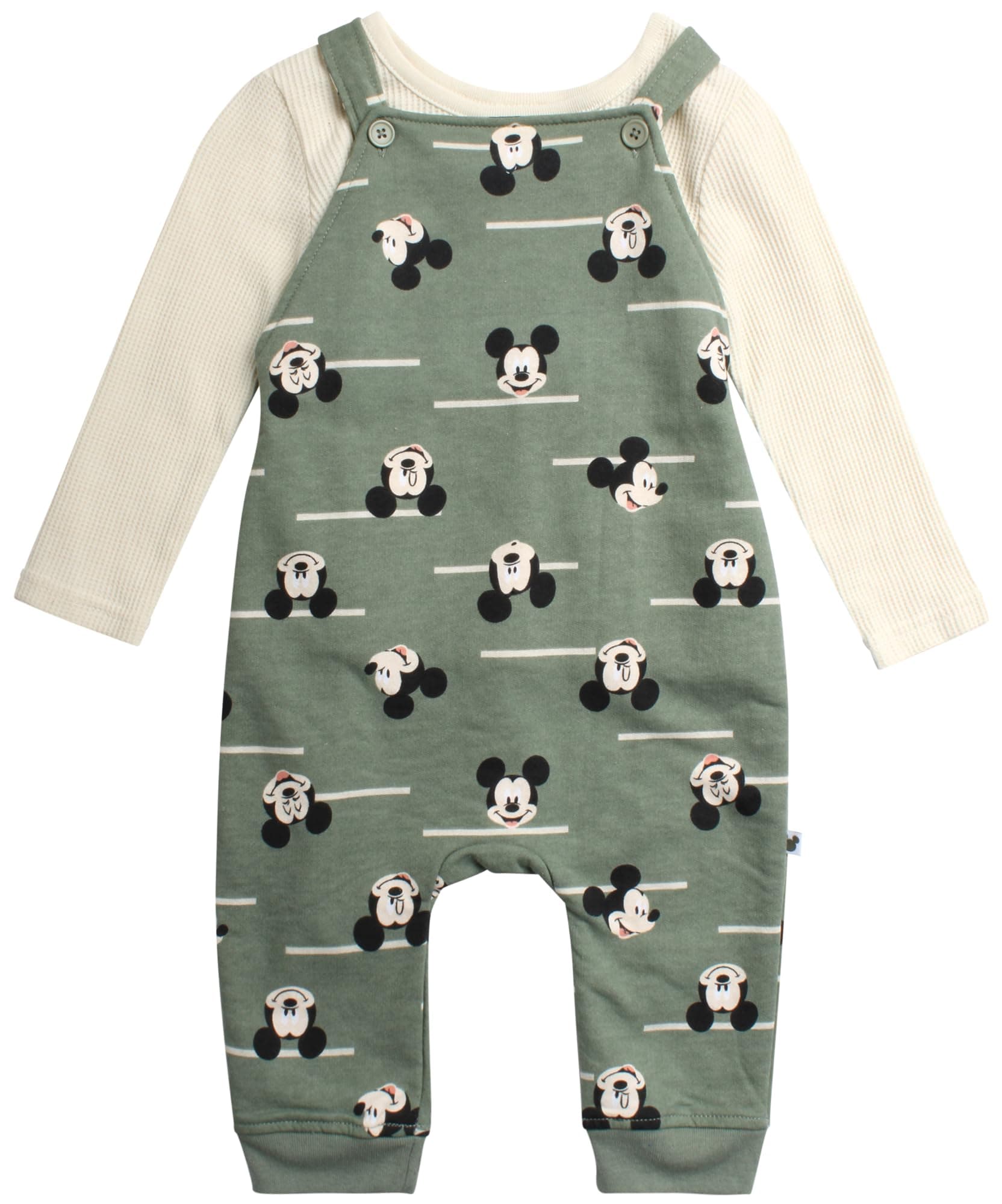DisneyBaby Toddler Boys' Mickey Mouse Overall Set - 2 Piece Romper with Long Sleeve Shirt (2T-4T)
