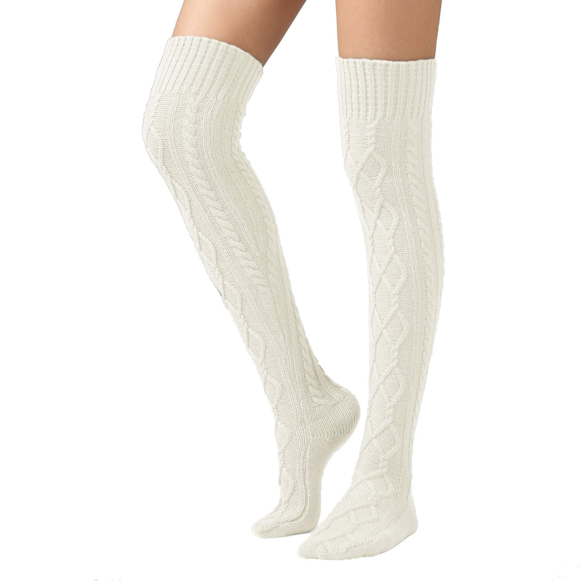 Women's Cable Knit Thigh High Boot Socks Extra Long Winter Stockings Leg Warmers