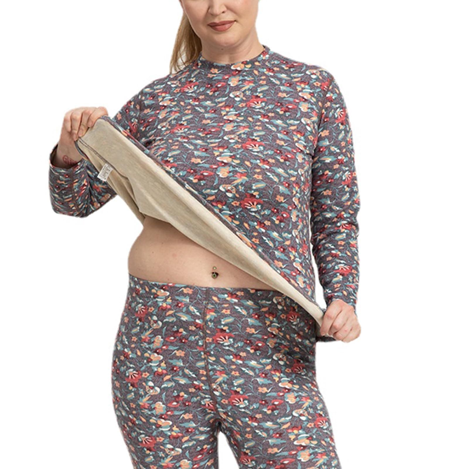 YASAHNGThermal Underwear Set for Plus Size Women, Ladies Thermal Base Layer, Ultra Soft Warm with Wool and Silk, Long Sleeve Tops & Long Johns Suit for Cold Winter Weather