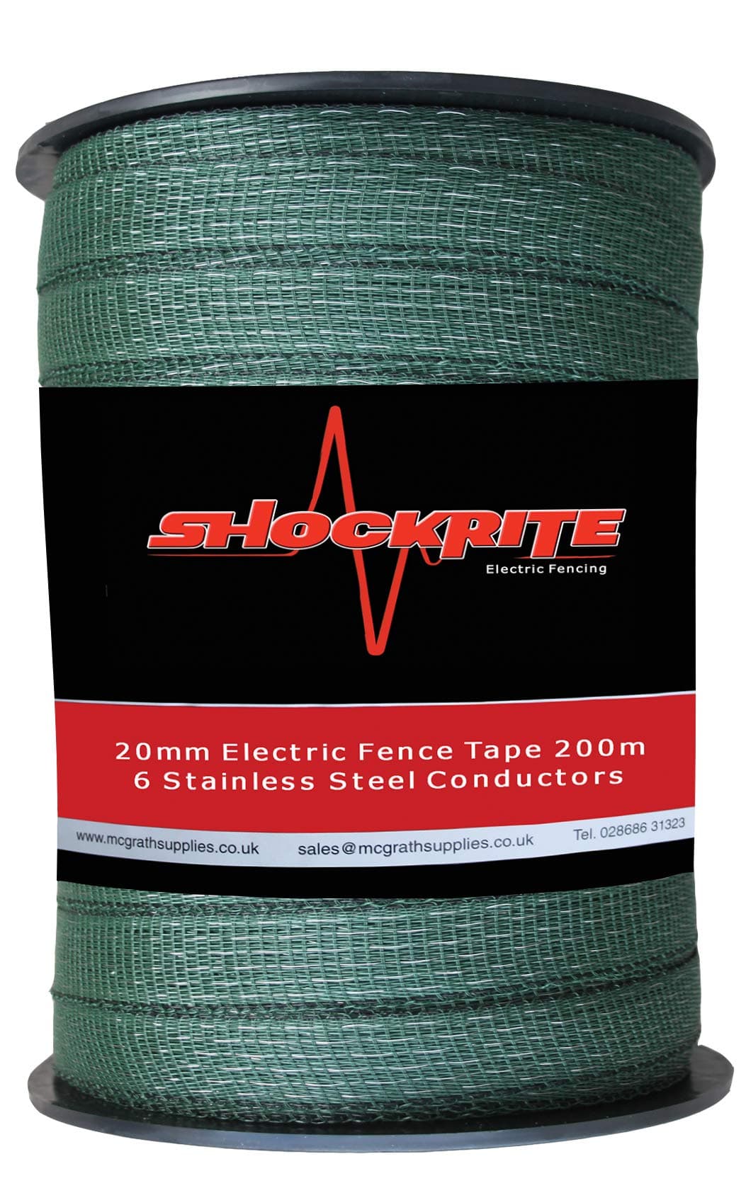ShockRite 200m x 20mm Electric Fence Fencer Fencing Poly Tape 6 Strand Green Polytape