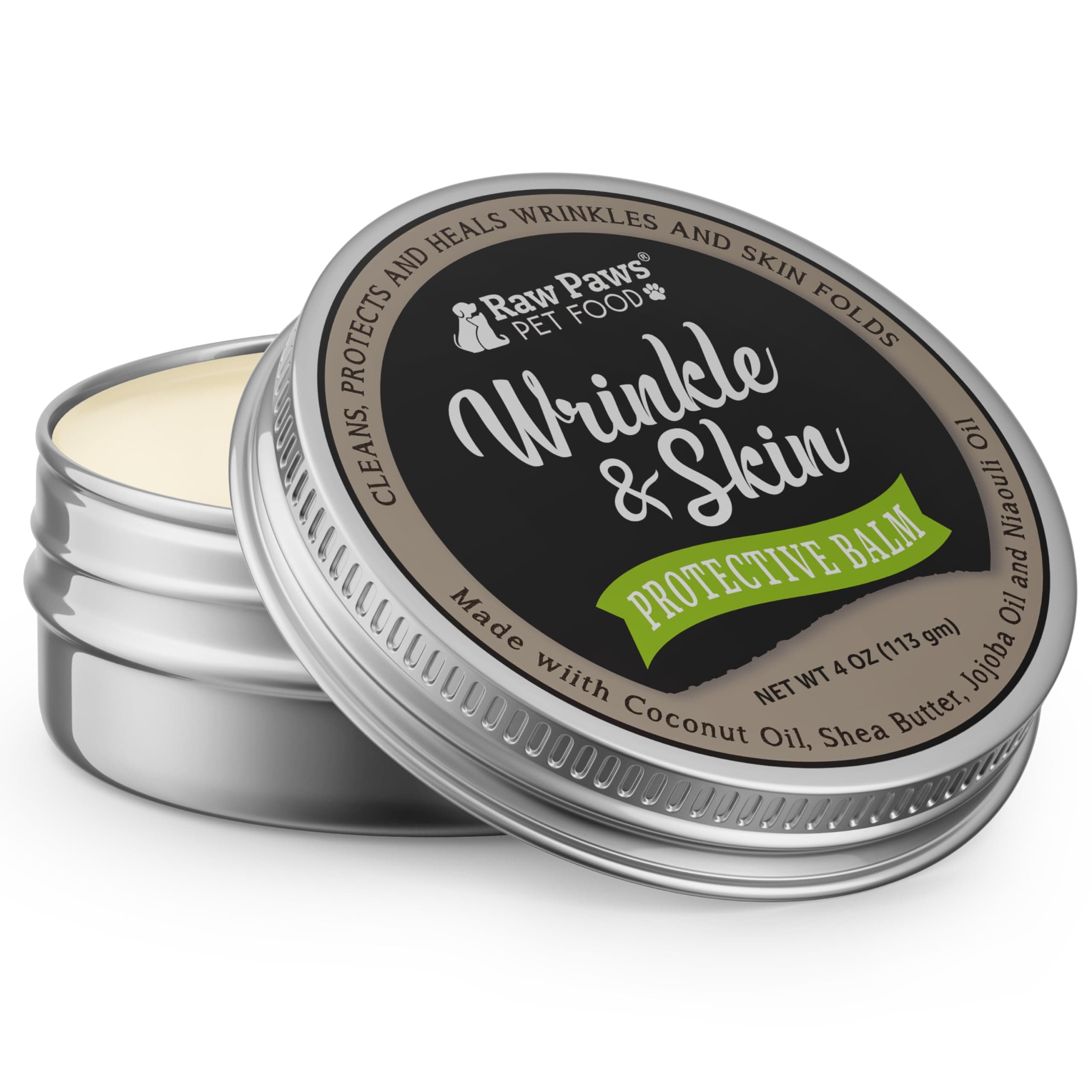 Raw Paws Wrinkle & Skin Balm - Value Size - (4-Ounce) - Natural Wrinkle Balm for Dogs, Paste for Bulldogs - Dog Cream for Face, Skin Fold Care for Dogs - Tail Pocket Cleaner, Dog Healing Ointment
