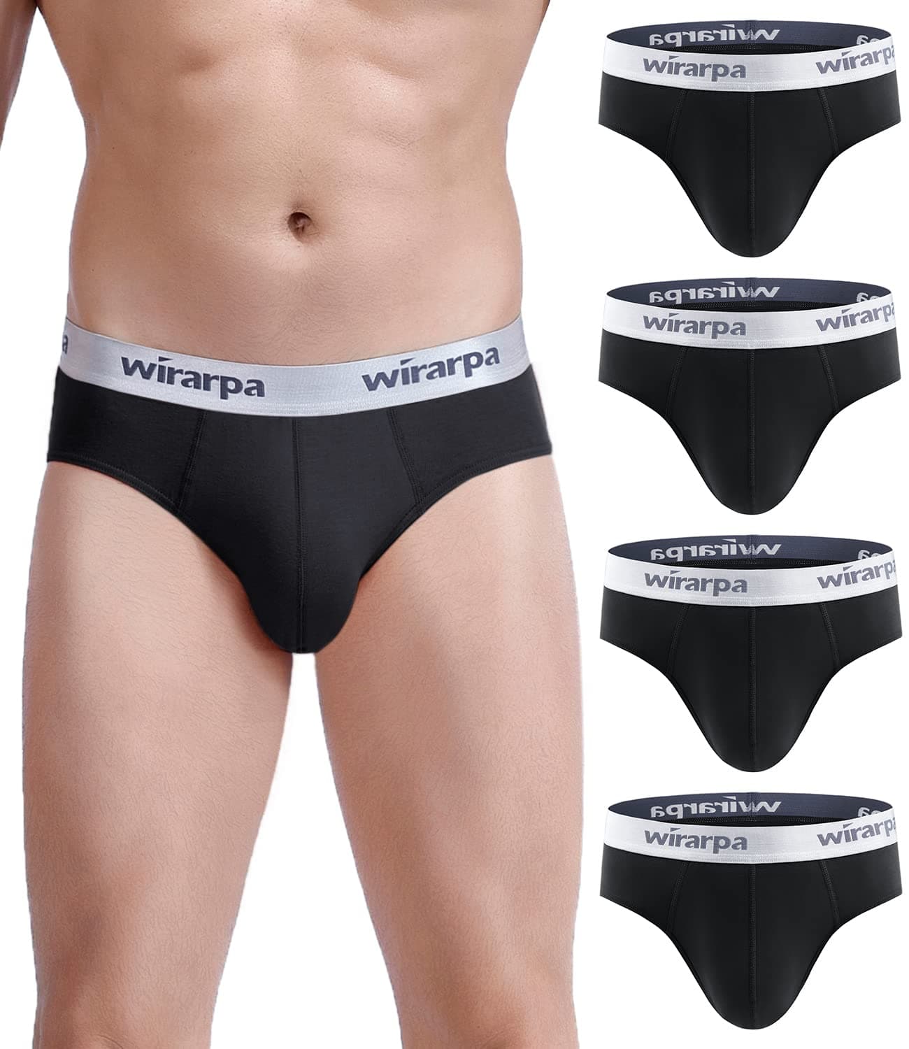 Men's Cotton Stretch Underwear Support Briefs Wide Waistband Multipack