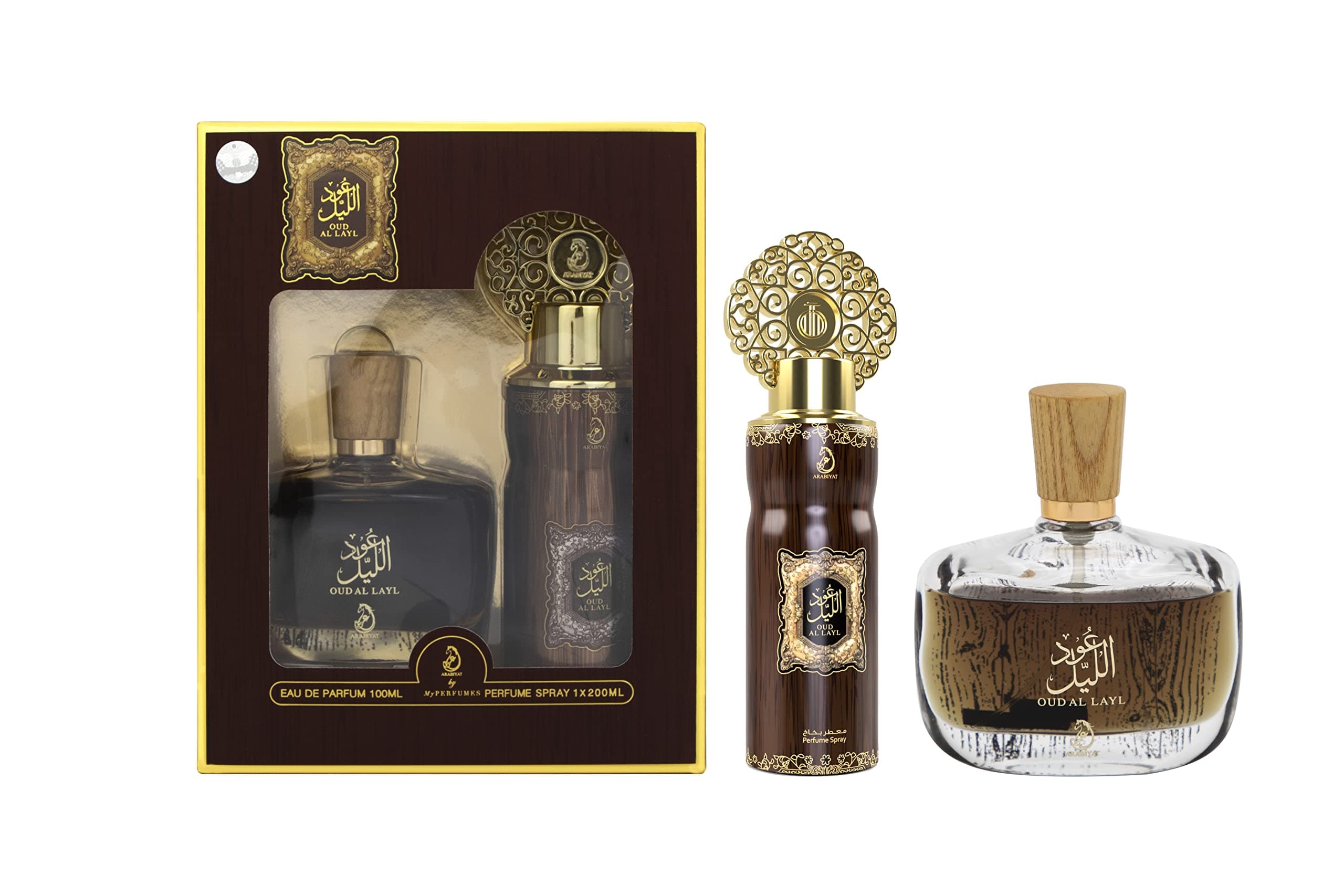 ARABIYAT OUD AL LAYL EDP 100ML + PERFUME SPRAY 200ML | GIFT SET FOR MEN & WOMEN