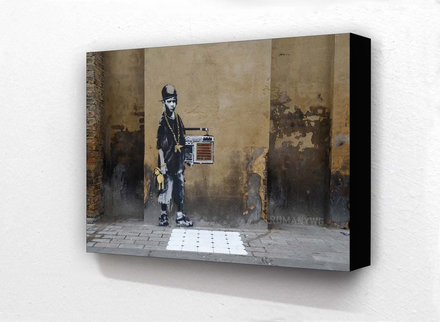 Banksy Ghetto Boy Airbrick 6 x 4 Inches Postcard Size Block Mounted Print