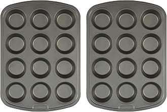 Nonstick Steel 12-Cup Muffin Pan, Gray, Set of 2