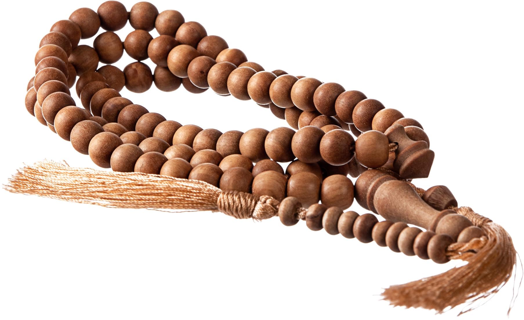 Sandalwood Prayer Beads - 99 Natural 8mm Wood - Authentic Indonesian Tasbih - Muslim Rosary for Islam Zikr and Dhikr - Masbaha Counter Misbaha Subha Sibha