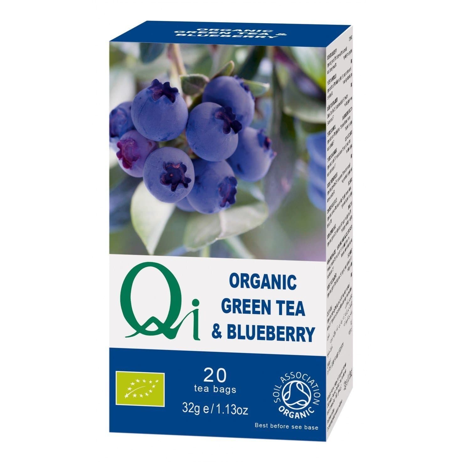 (Pack of 6) Qi - Organic Green Tea & Blueberry 20 Bag