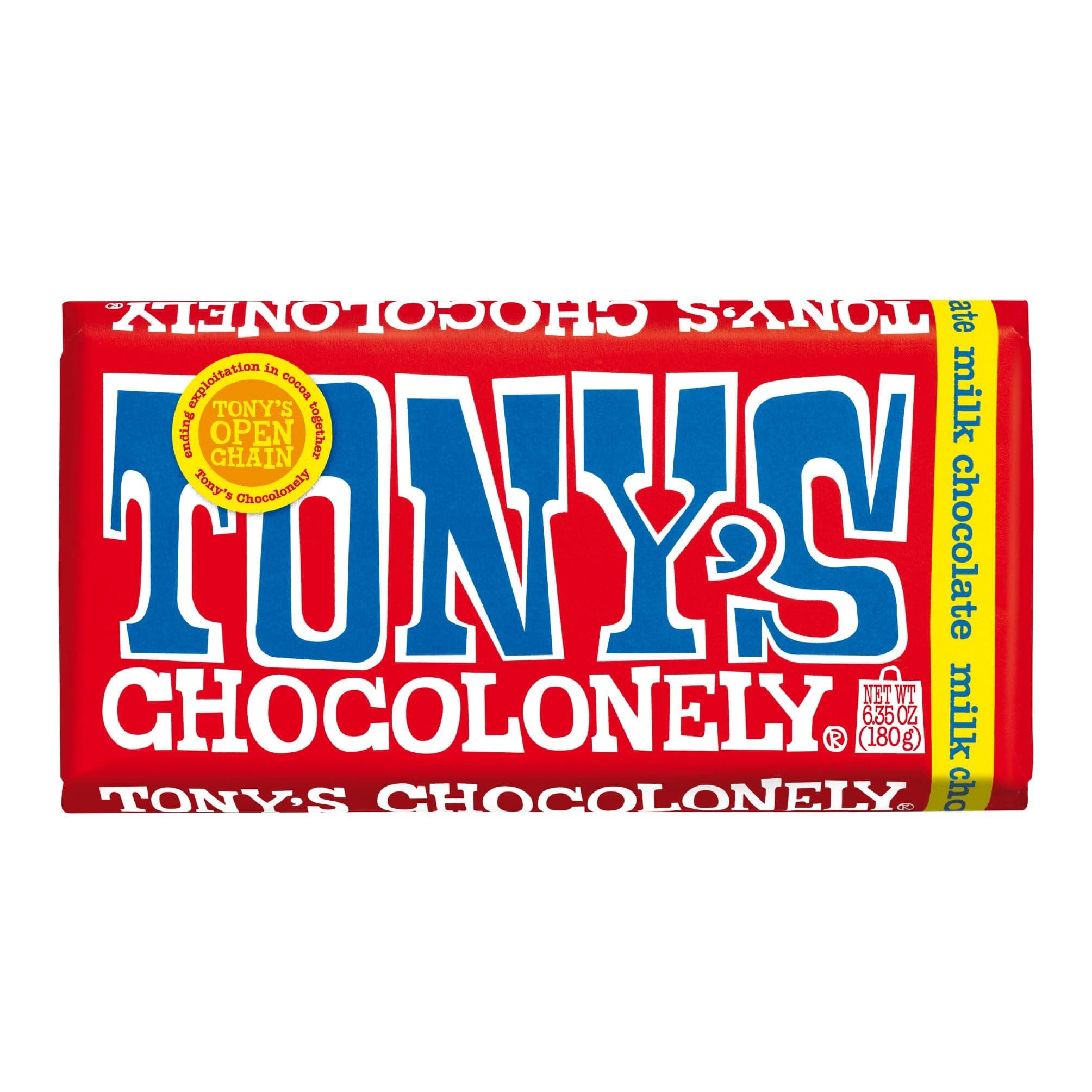 Tony's Chocolonely Milk Chocolate Bar 180 g (Pack of 15)