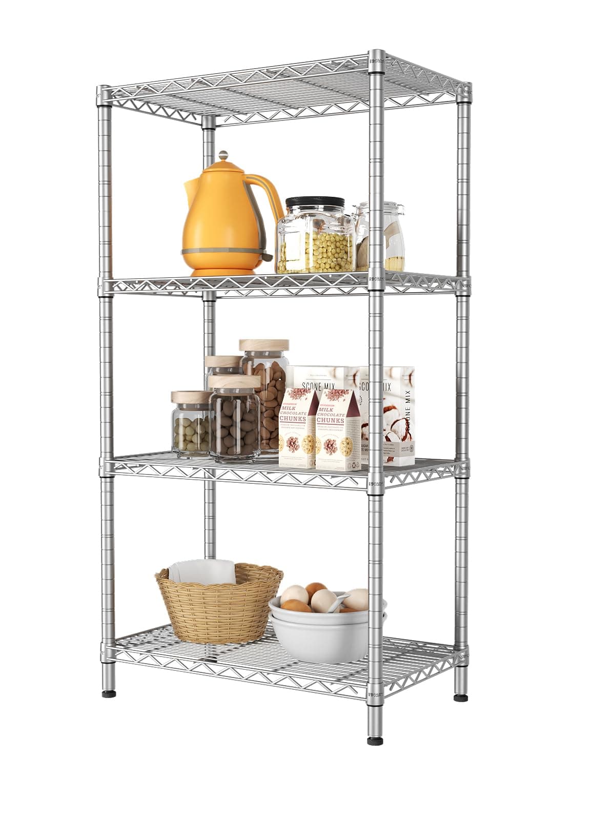 Sponsored Ad - SINGAYE 4 Shelves Adjustable Storage Shelf Wire Shelving Rack Bathroom Standing Units Laundry Room Organization for Kitchen Office Bathroom Organizers Metal Pantry 14" D x 24" W x 48" H Gray