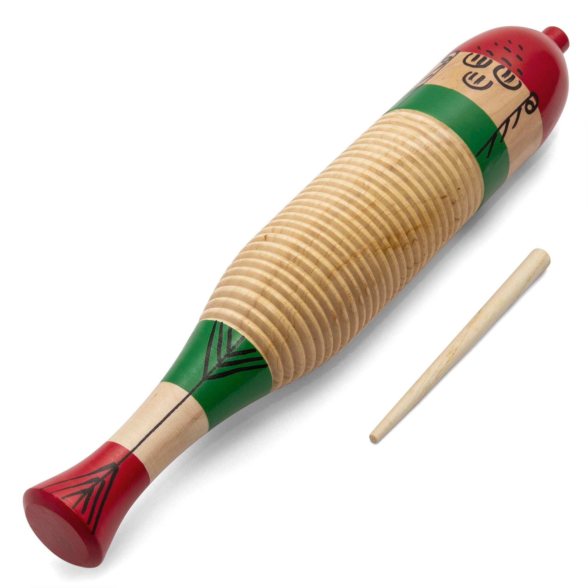 TIGER GUI7-NT Wooden Fish Guiro with Wooden Scraper/Beater - School Percussio...