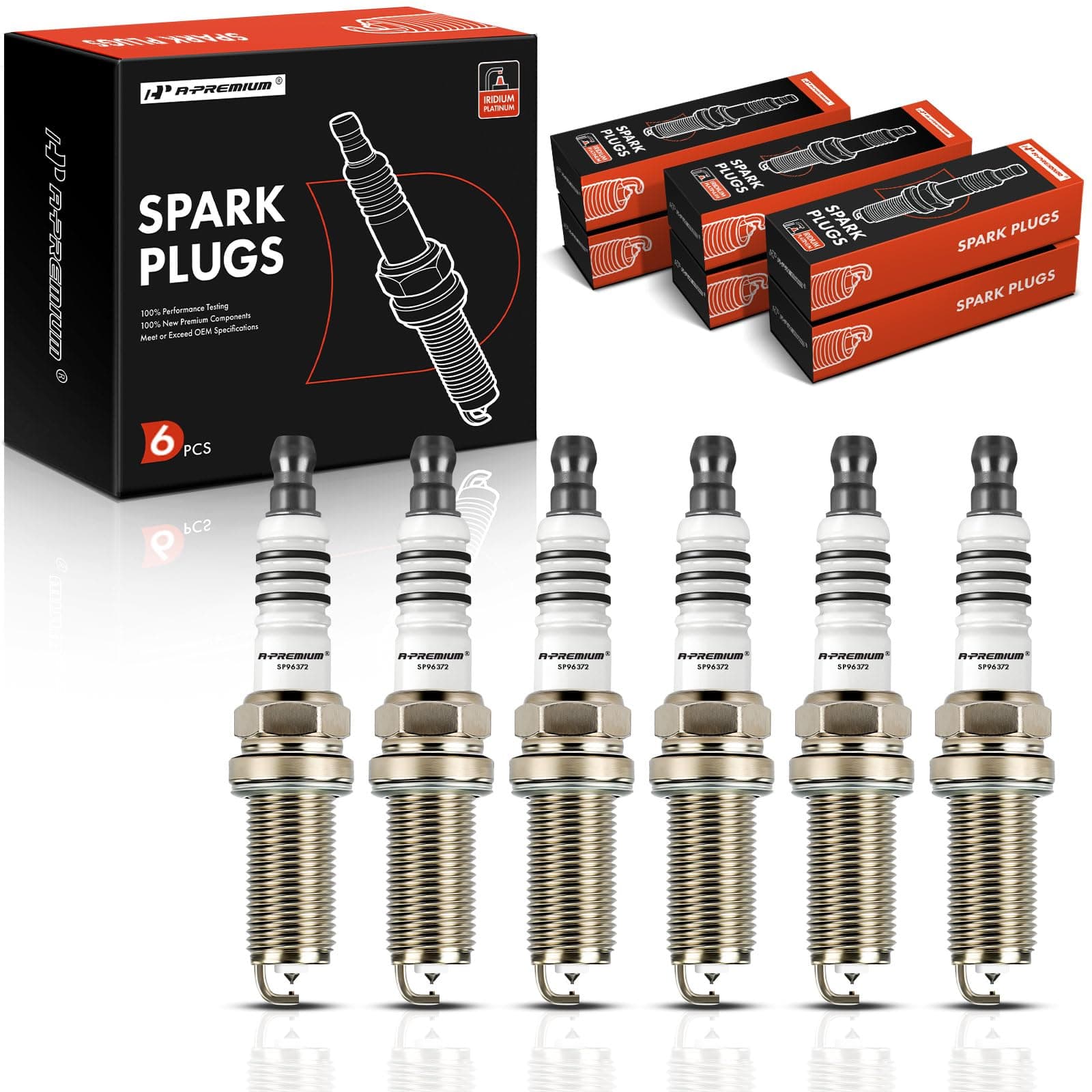 A-Premium Iridium Platinum Spark Plugs Compatible with Maserati Ghibli 2014-2020, Levante 2017-2020, Quattroporte 2014-2018, 3.0L, Pack of 6