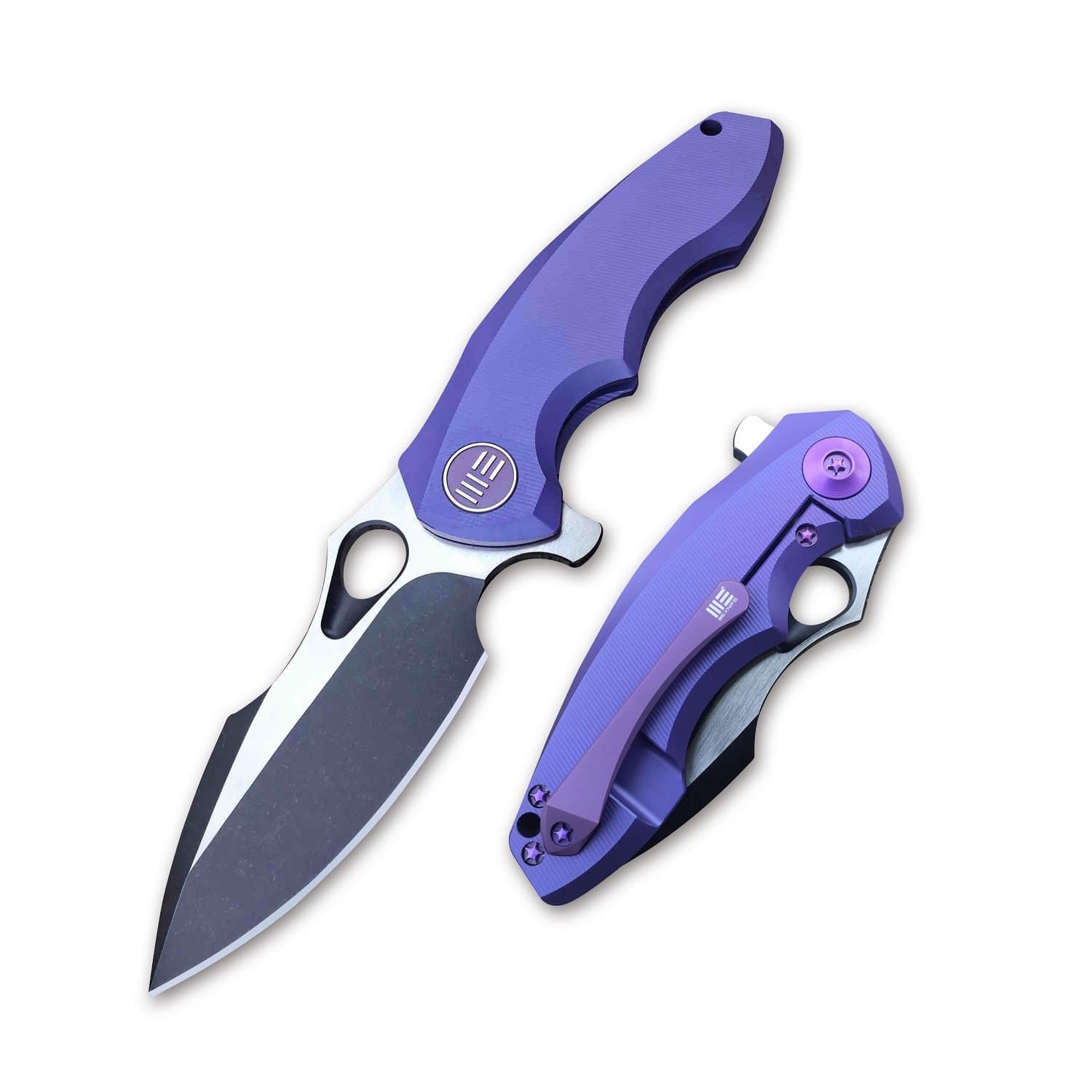 WE Knife Folder Handle Black 3" White Blade 7" Length Folding Camping Knives, Blue