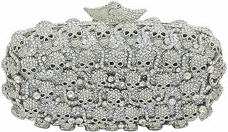 DJBM Glitter Skulls Rhinestone Purse Women's Clutch Handbags Crystal Evening Bags Diamond Evening Clutches for Party Prom