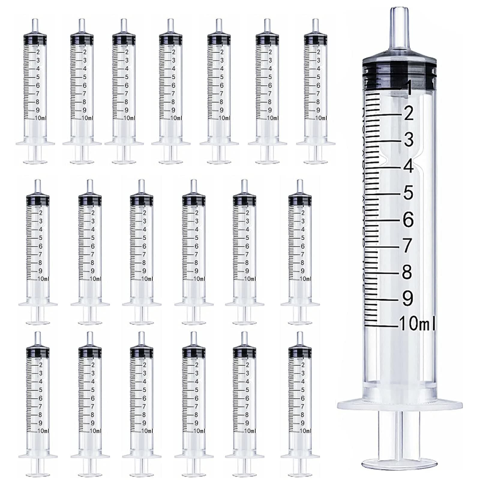 20PCS 10ml/cc Plastic Syringe Without Needle,Individually Sealed,Suitable for Scientific Labs,Measuring,Watering,Refilling,Oil or Glue Applicator,Feeding Pets,Medical Student