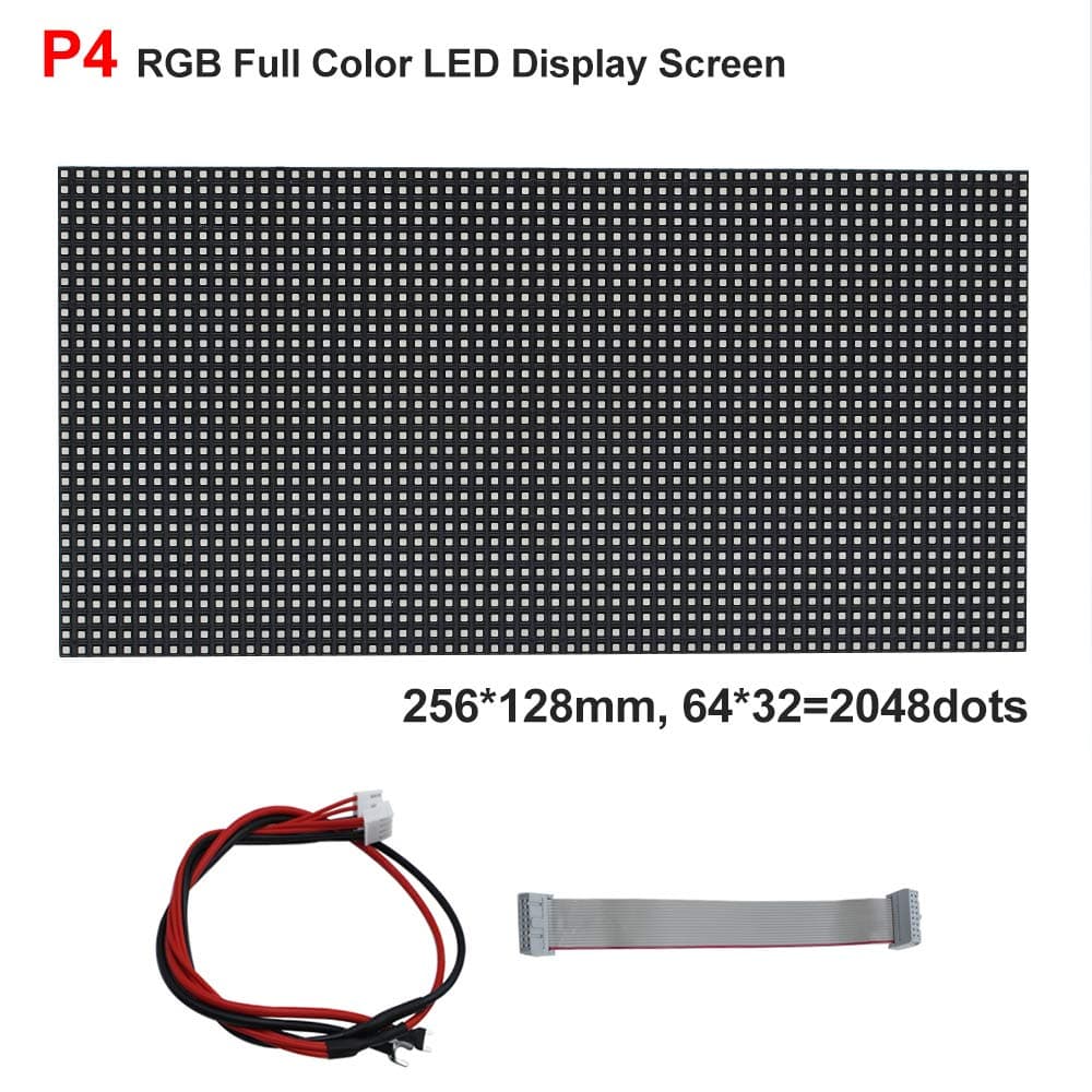 P4 Outdoor LED Matrix Module (256 x 128mm), Digital Pixel Panel Screen, 1/8 Scan, 2048 dots, 5000 Nits, RGB Full Color for Outdoor Display.