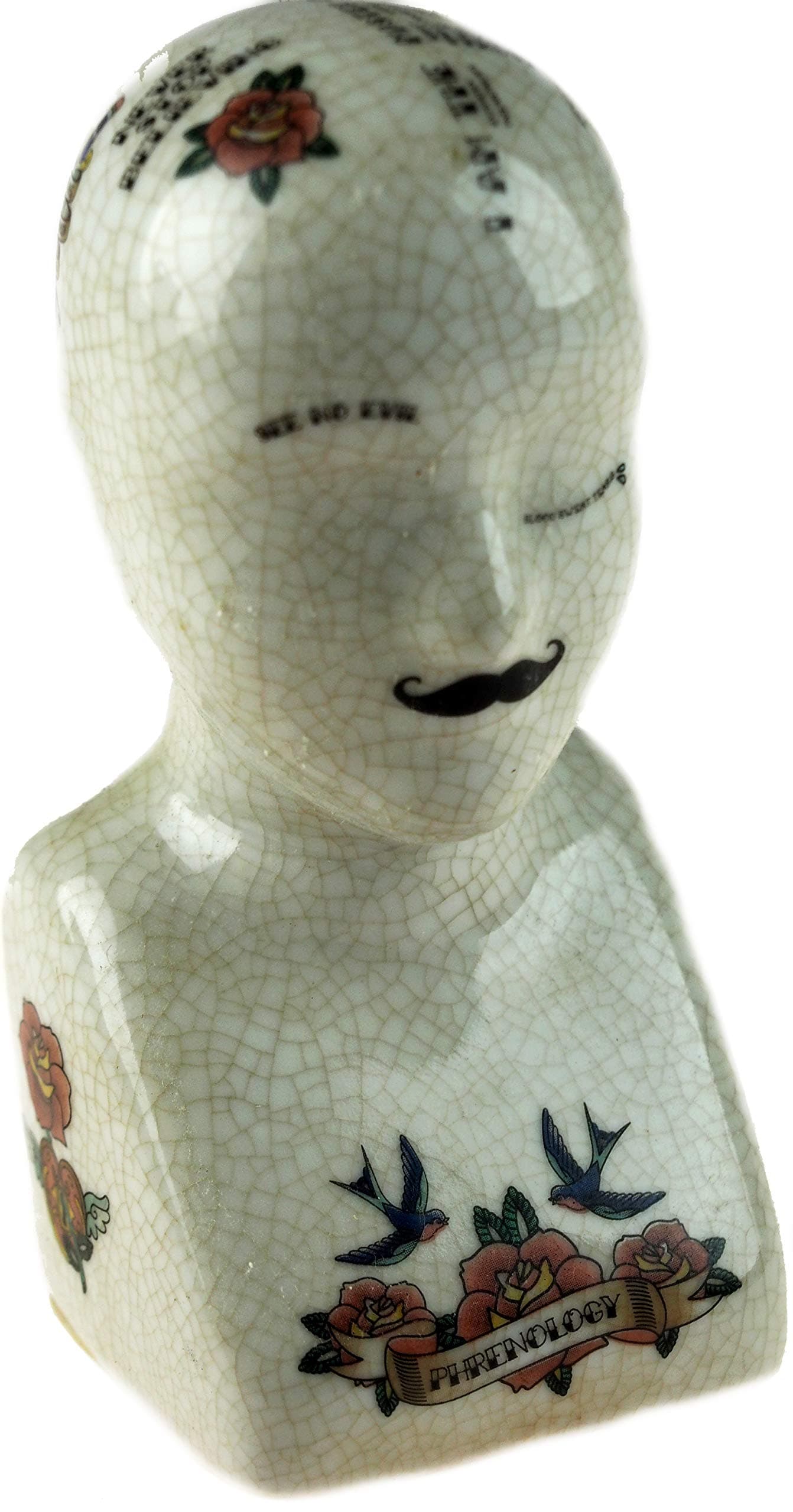 Small 16cm High Ant. Phrenology Head Decorative Ornament - Tattoo Design