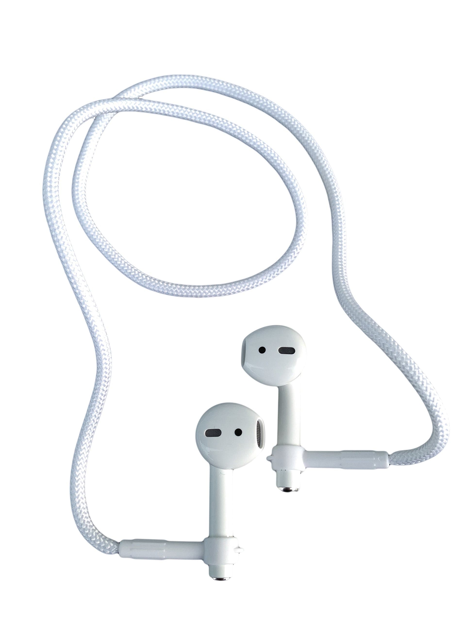 Cord - Soft 22 Inches Leash or Necklace That Holds Around Your Neck, Compatible with Many Wireless Buds, White