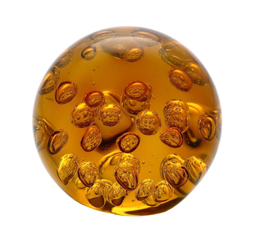 New 4" Hand Blown Glass Murano Art Style Ball Paperweight Sculpture Figurine Bubble Amber