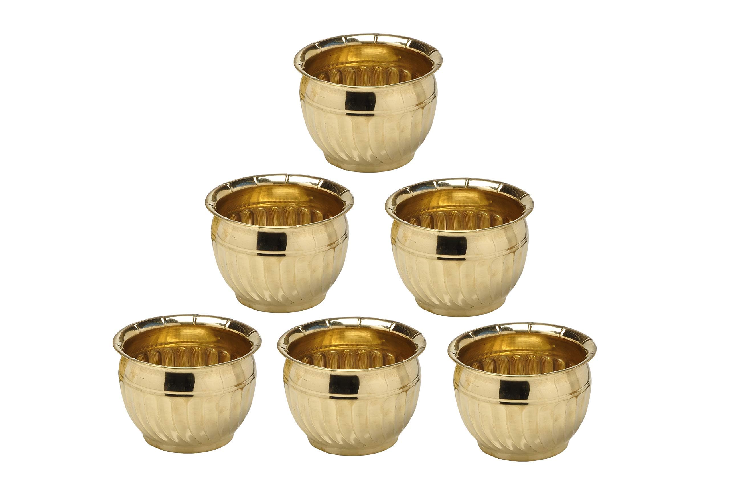 BUYERWELL Decorative Round Brass Planter (Dia 5.75 inch X Height 4.25 inch) Pack of 6