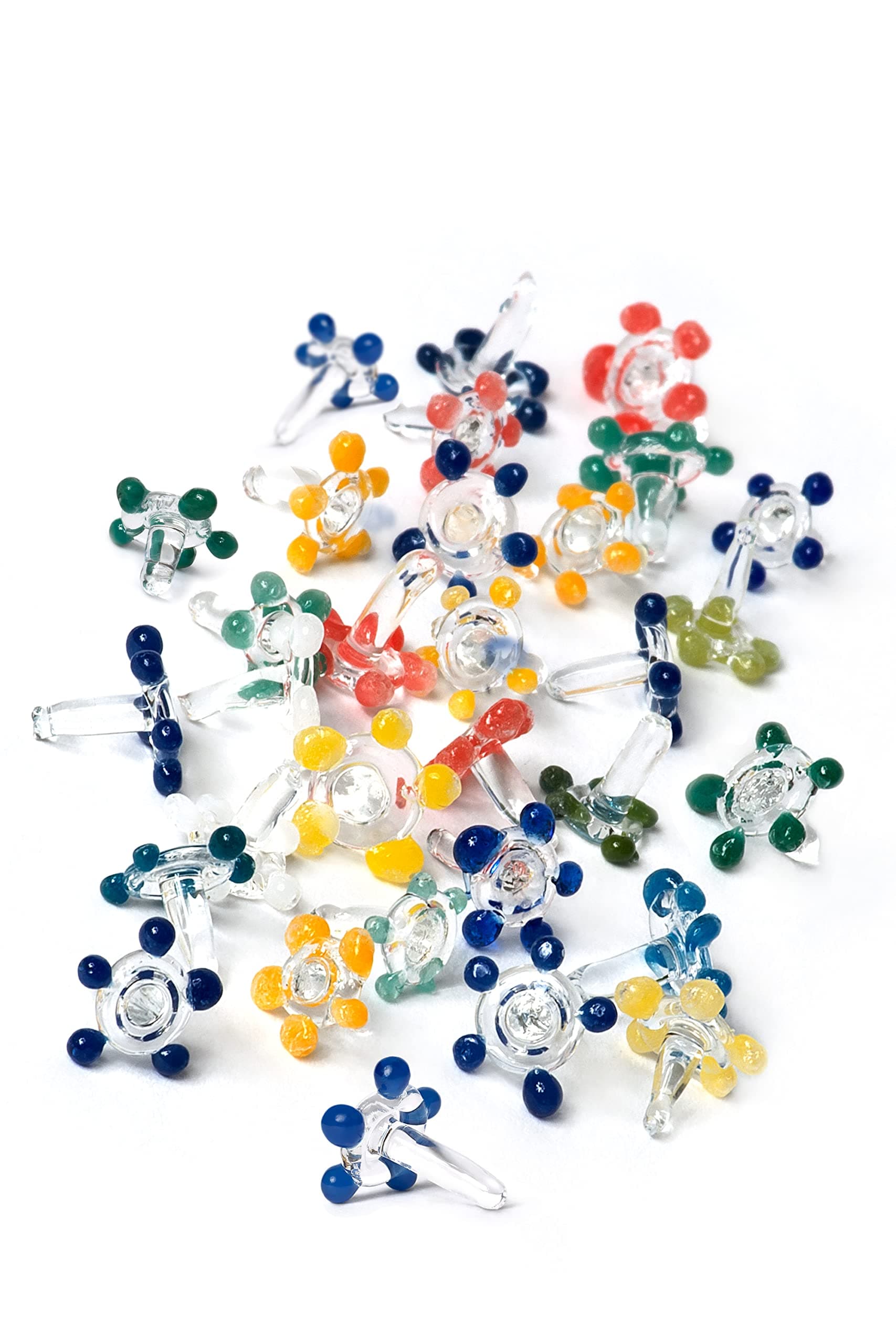 Daisy Style Hand-Blown Flower Glass Beads, Decorative Gems - Thicker and Consistently Sized (1/4" to 3/8" inches) Assorted Colors (120 Pack)