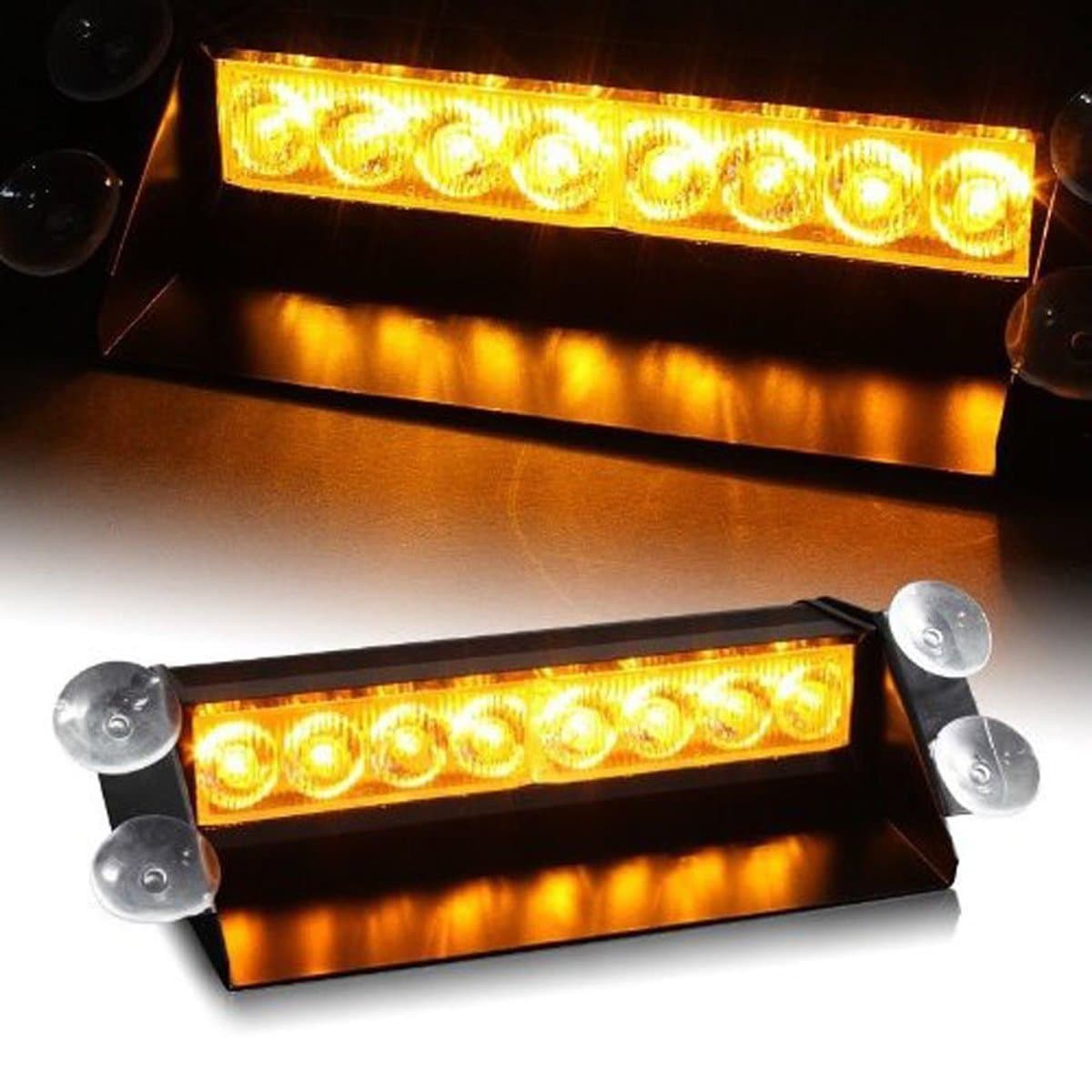Anzene8 LED 12V Windshield Warning Light Dashboard Interior Car Truck Emergency Strobe Flash Light (Yellow)