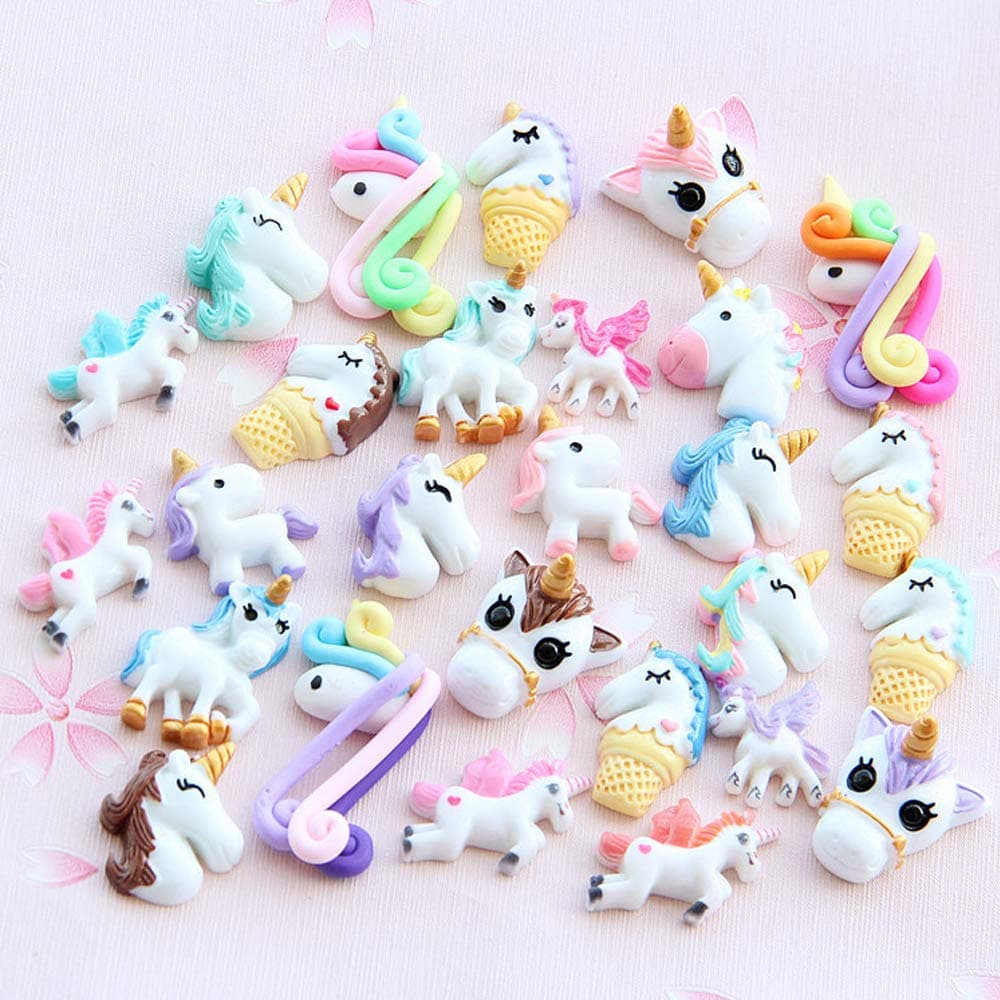 50 Pcs Unicorn Slime Charms for Handmade DIY Crafts Decoration NOT Shoe Charms