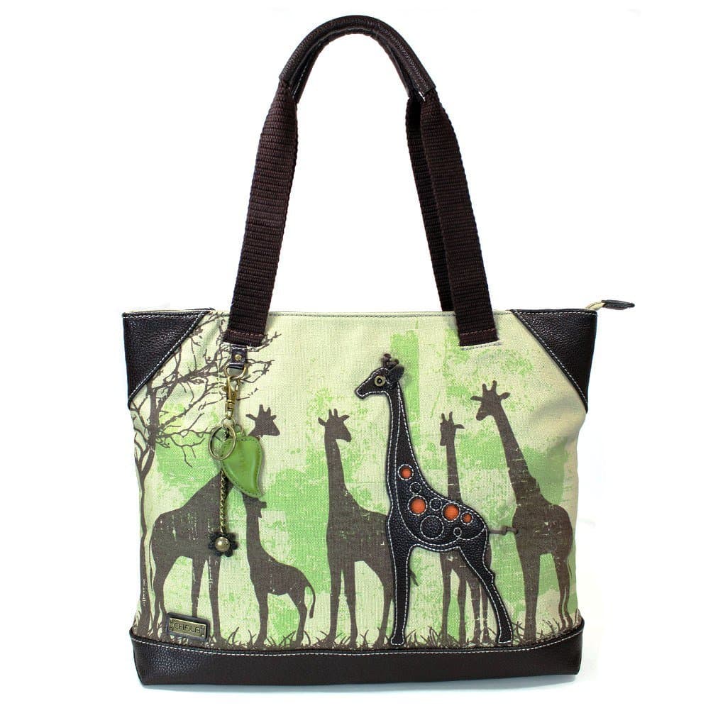 Chala Safari Forest Canvas Handbags Collection (Large Tote Giraffe- 912) (Giraffe)