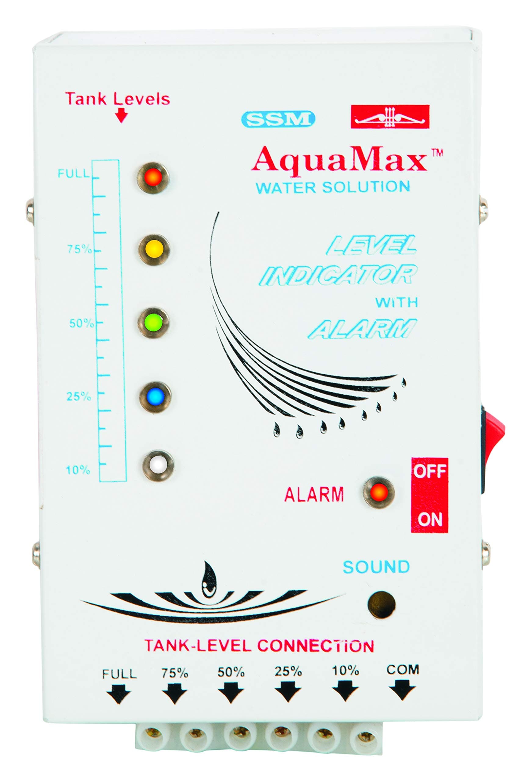 SSM AquaMax Plastic Manual Water Level Indicator with 5 Levels with 15 m Wire, Standard Size, White