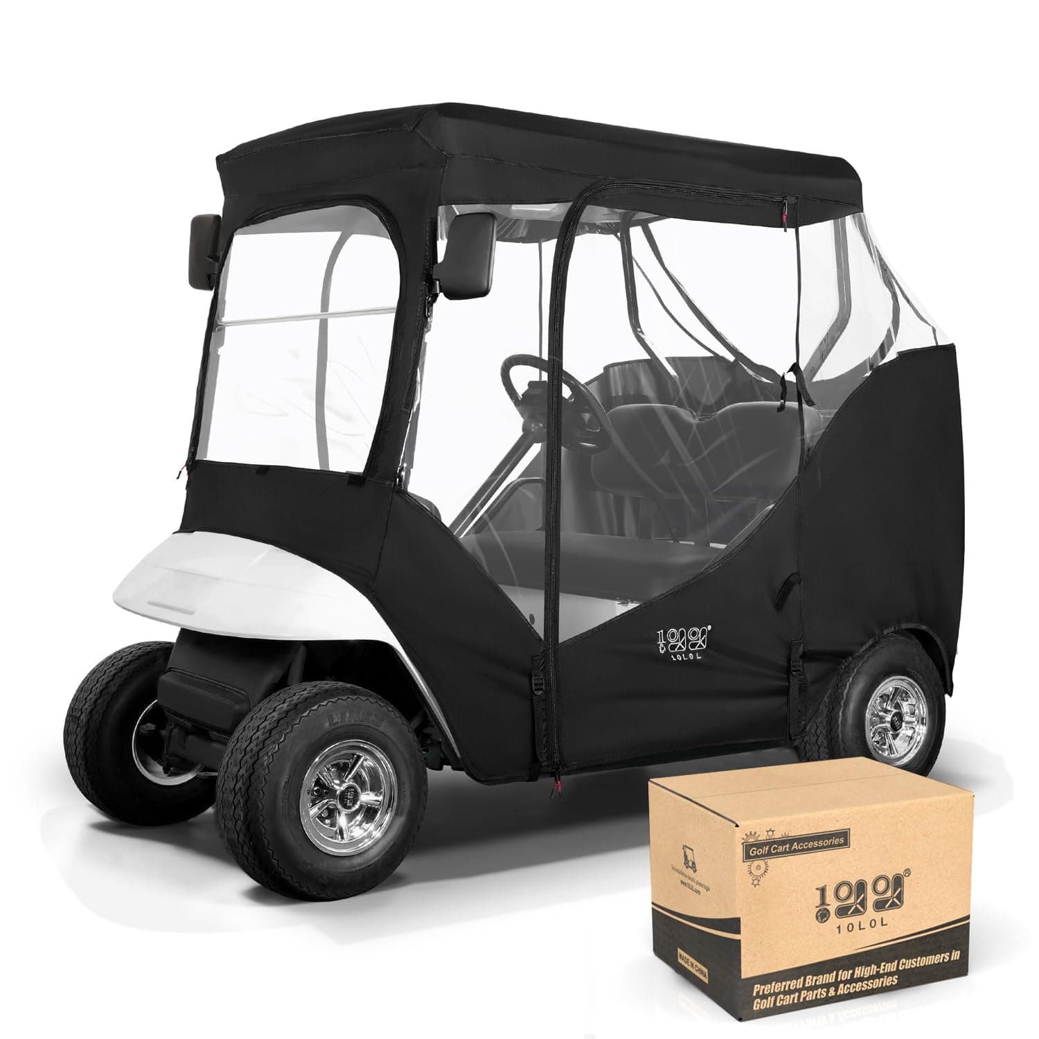 10L0L Golf Cart Enclosure 2 Passenger for EZGO TXT,Waterproof Portable Drivable Golf Cart Storage Cover,Travel 4-Sided Enclosure