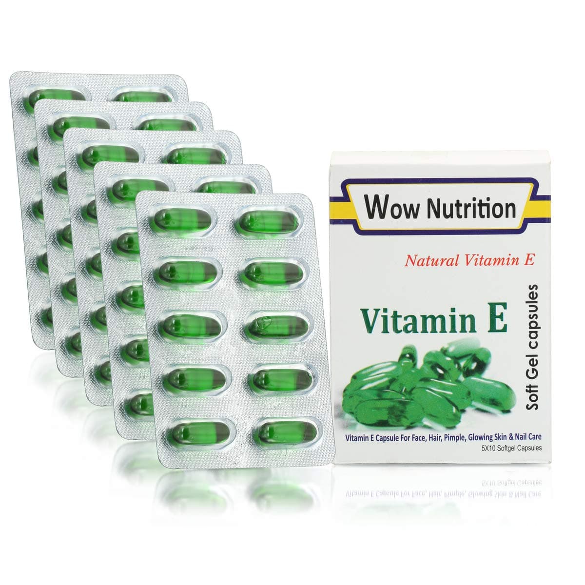 Best Choice Nutrition WOW NUTRITION Vitamin E 400 Capsule for Glowing Face Hair Pimple Glowing Skin Nail Care Pack of 50 CAPSULE Natural Vitamin E